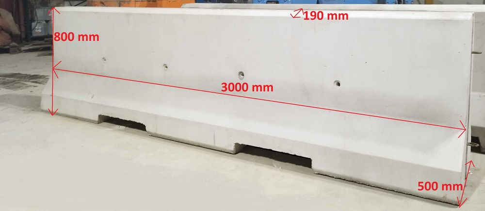 Bariery betonowe dwustronne 3m