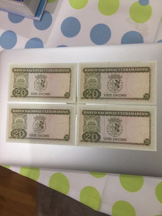 Lote 4 notas Timor NOVAS 20 escudos 24/10/1967