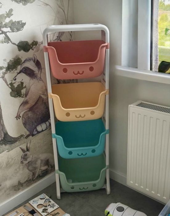 Szafka regał organizer na zabawki dla dzieci z pojemnikami 5 półek