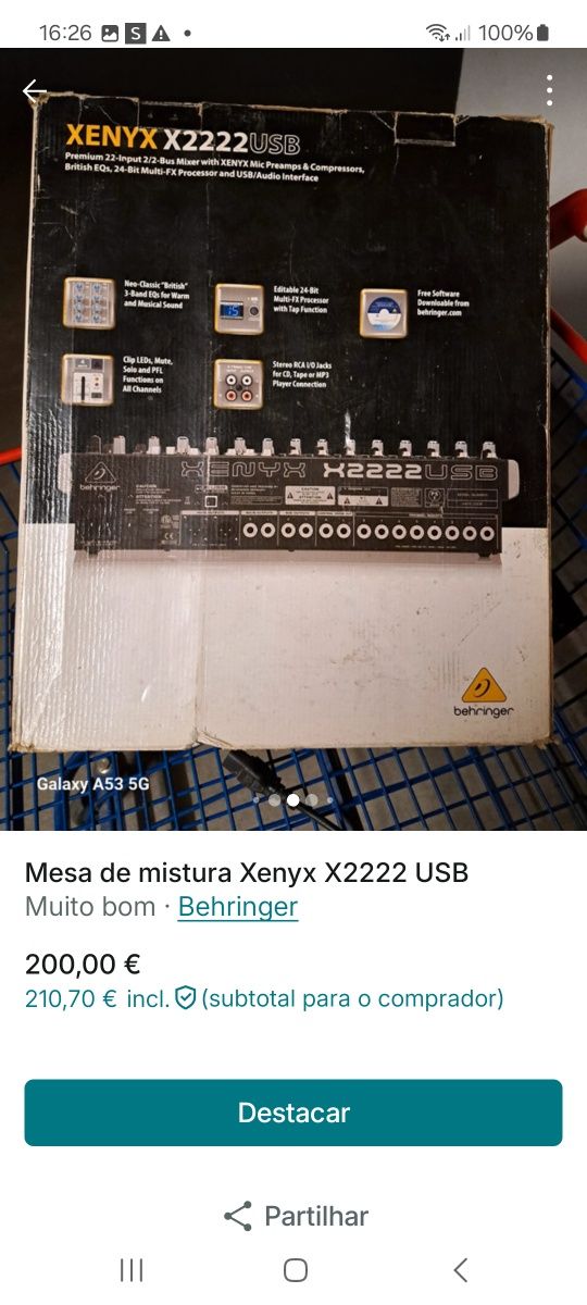 Mesa de mistura Xenyx X2222 USB Behringer