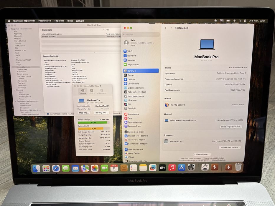 MacBook Pro 15'' 2018 A1990 (i7/16/512)