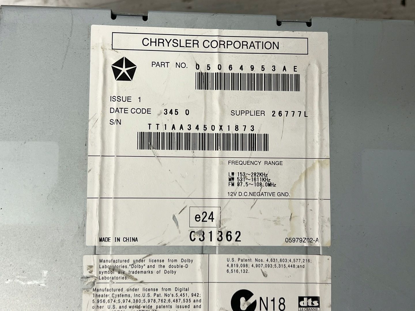 RADIO CD JEEP COMPASS I 13r LIFT 05064953AE