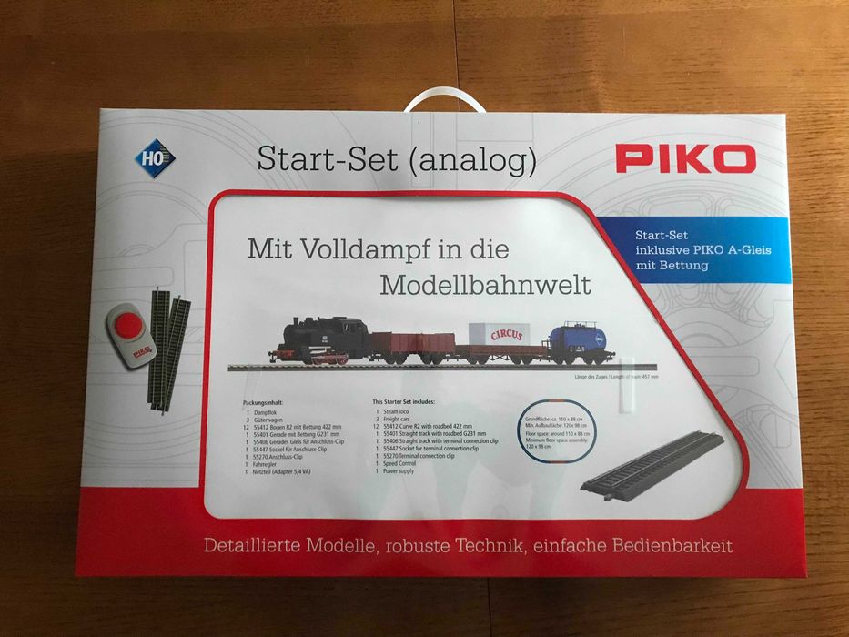 Set ferromodelismo, comboio a vapor H0 (HO) Piko com linha balastrada