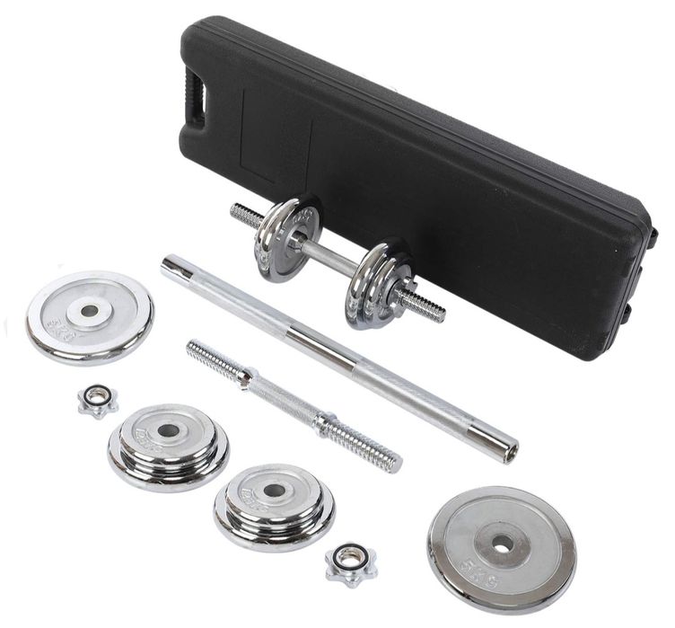 Набір гантелі розбірні хромовані диски в пласт.кейсі 30кг Zelart TA-96