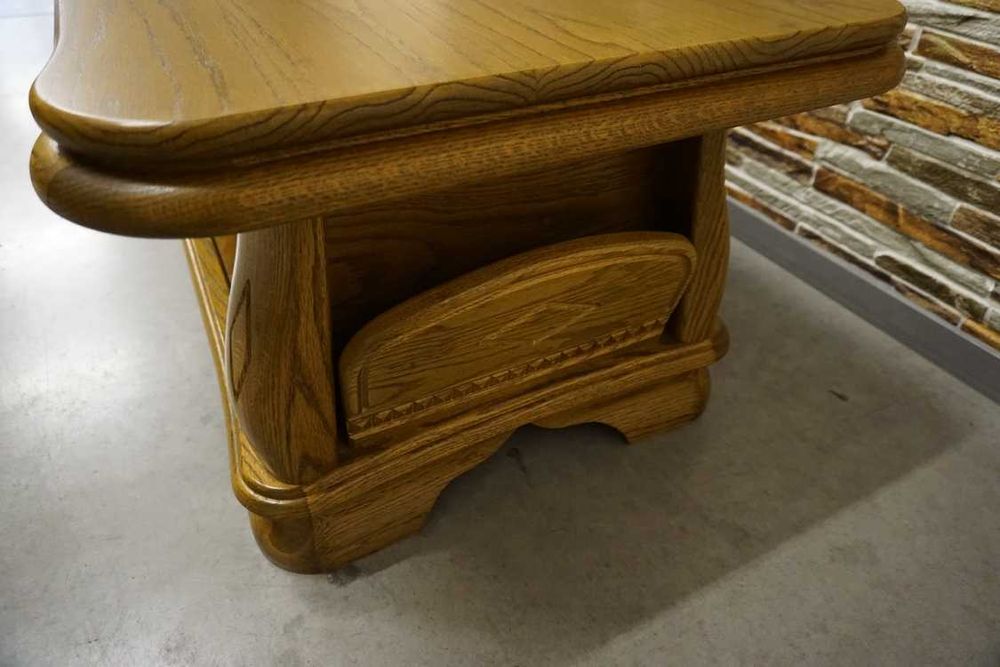 Ława Dębowa z wnękami po bokach na gazety szer. 135 cm ( L-203 )