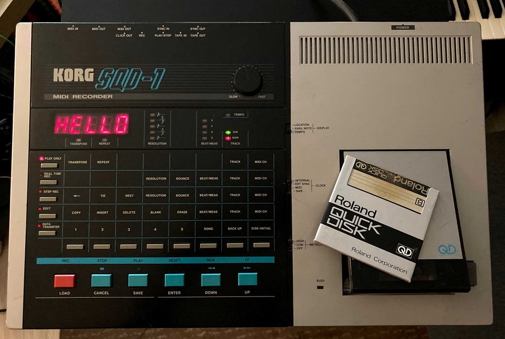 Korg SQD-1 sekwencer 1986, nowe przyciski +dyskietka quick disk Roland