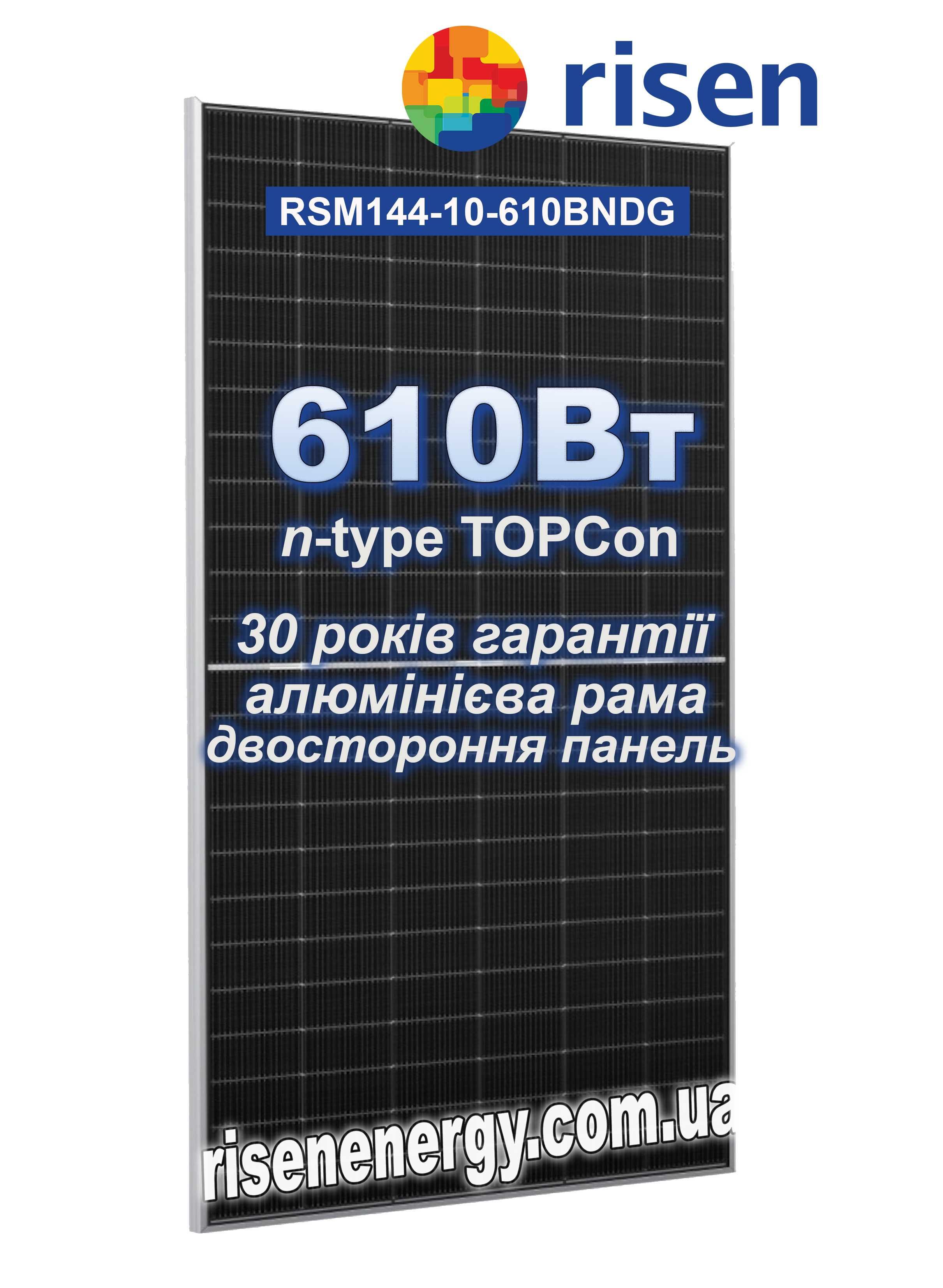 Сонячні панелі Risen 550Вт та 720 Вт від офіційного дилера в м.Рівне