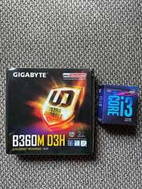 Płyta główna z procesorem. Gigabyte B360M D3H i Intel Core i3-8100.