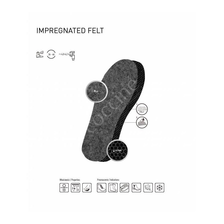 r. 42 - Wkładki do butów Impregnated Felt Coccine