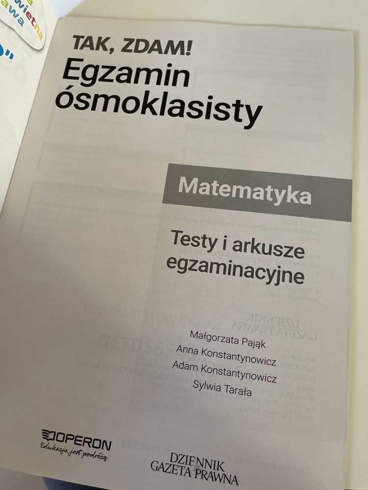 Tak, zdam Egzamin ósmoklasisty Matematyka testy i arkusze operon