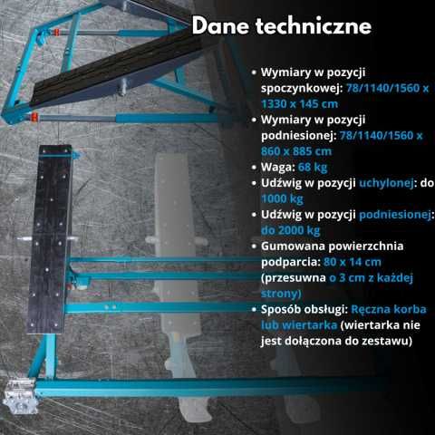 Mobilny Podnośnik do Aut | 2T | Regulowana Powierzchnia Podparcia