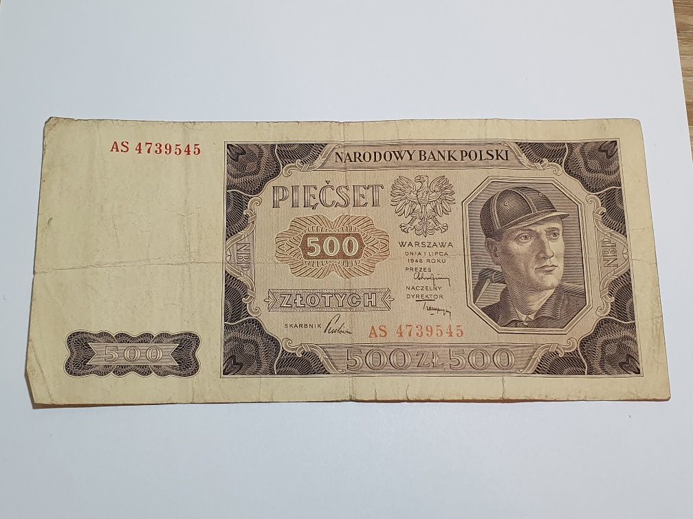 500 zlotych 1948r seria AS stan dobry