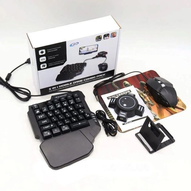 Ігровий набір для телефона 11в1 (Клавіатура/Миша/Хаб/Адаптер, Килимок)