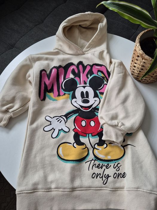 Długa bluza z kapturem tunika sukienka Zara 116 używana Myszka Minnie