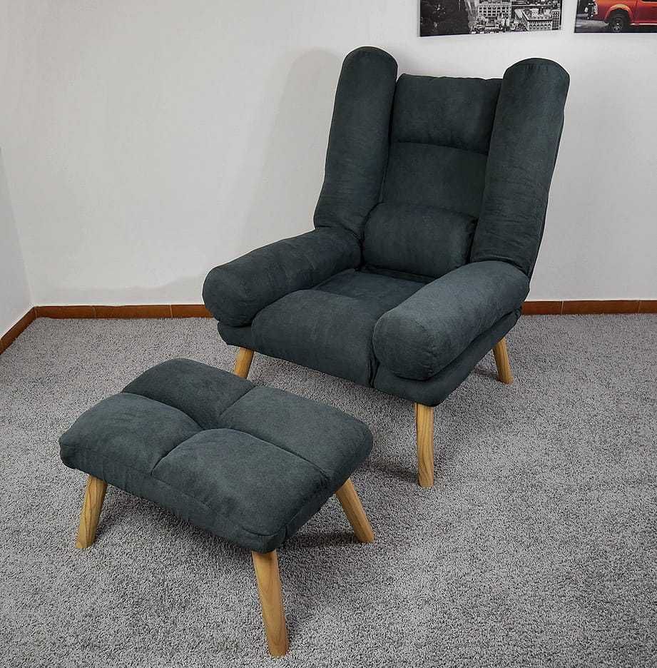 Nowoczesny fotel do salonu w stylu skandynawskim Uszak Ciemno Szary