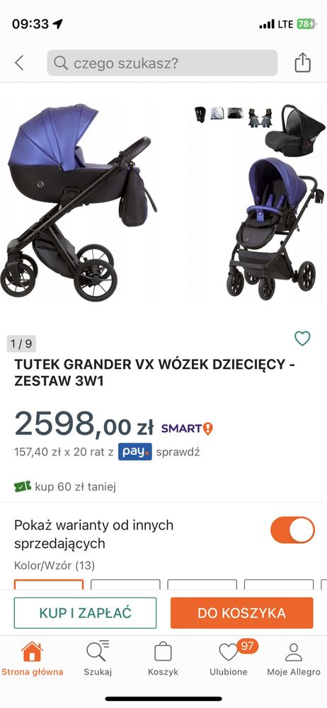 Wózek 2w1 tutek grander play eco gratis fotelik NIE WYSYŁAM!