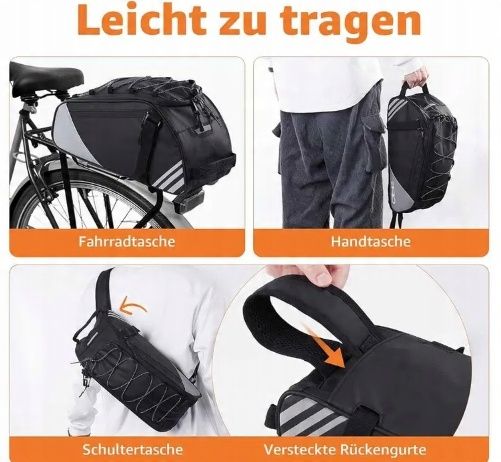 Bro Wodoodporna Sakwa 3 W 1 Dla Rowerów Z Paskami Odblaskowymi