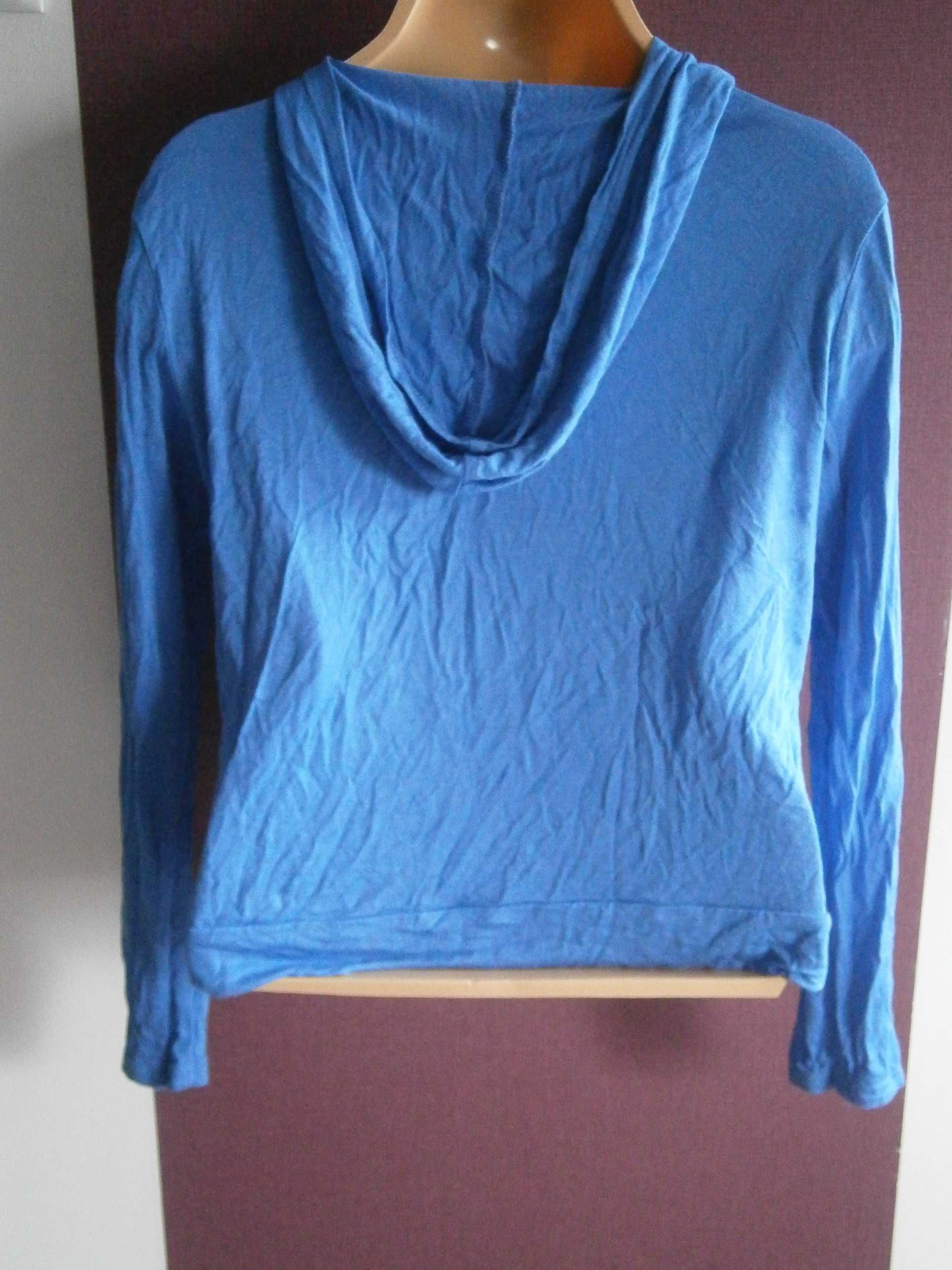 Bluzka z kapturem cienka bluza niebieska M 38