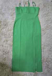 Zielona sukienka Massimo Dutti studio rozmiar L odkryte plecy