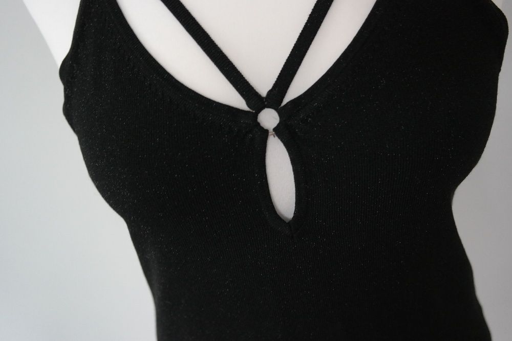 elegancka bluzka~ozdobne łańcuszki~River Island r.38~impreza~karnawał