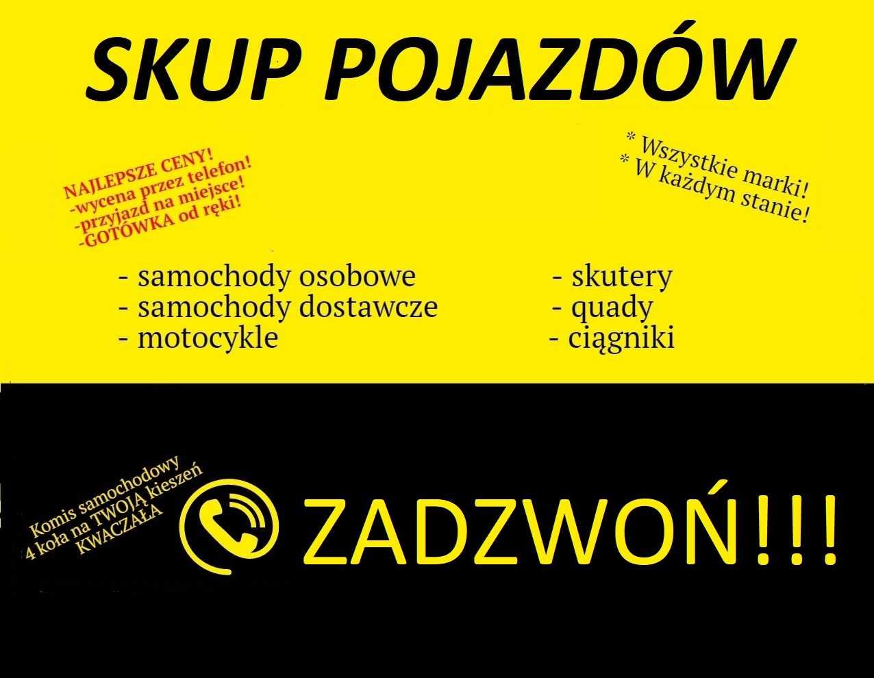 AUTO SKUP Samochodów motocykli skuterów quadów ciągników ZŁOMOWANIE