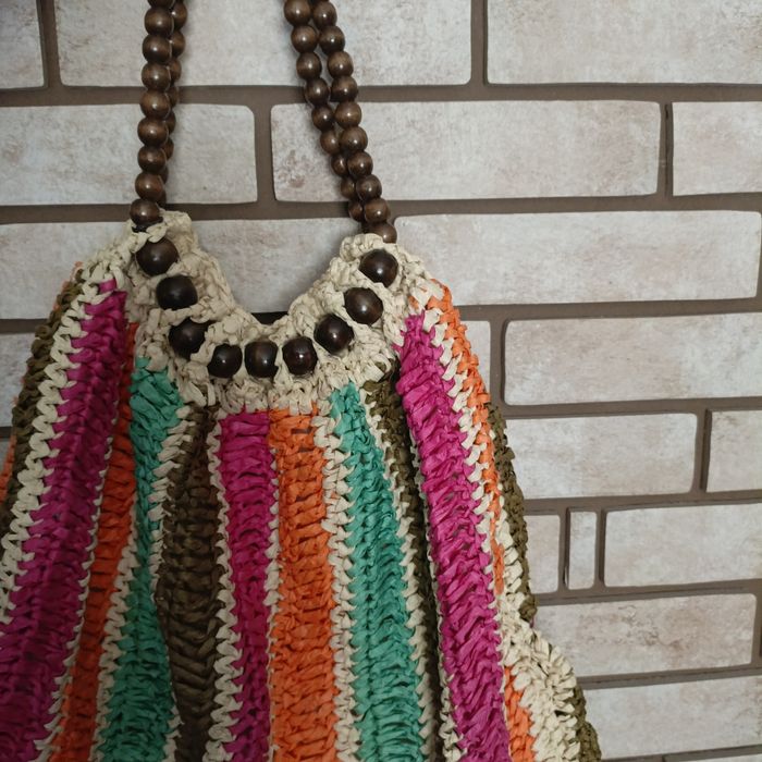 Літня сумка , рафія, кольорова