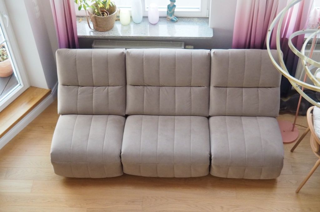 Sofa modułowa Camaro z potrójną funkcją relaks welur kolor latte