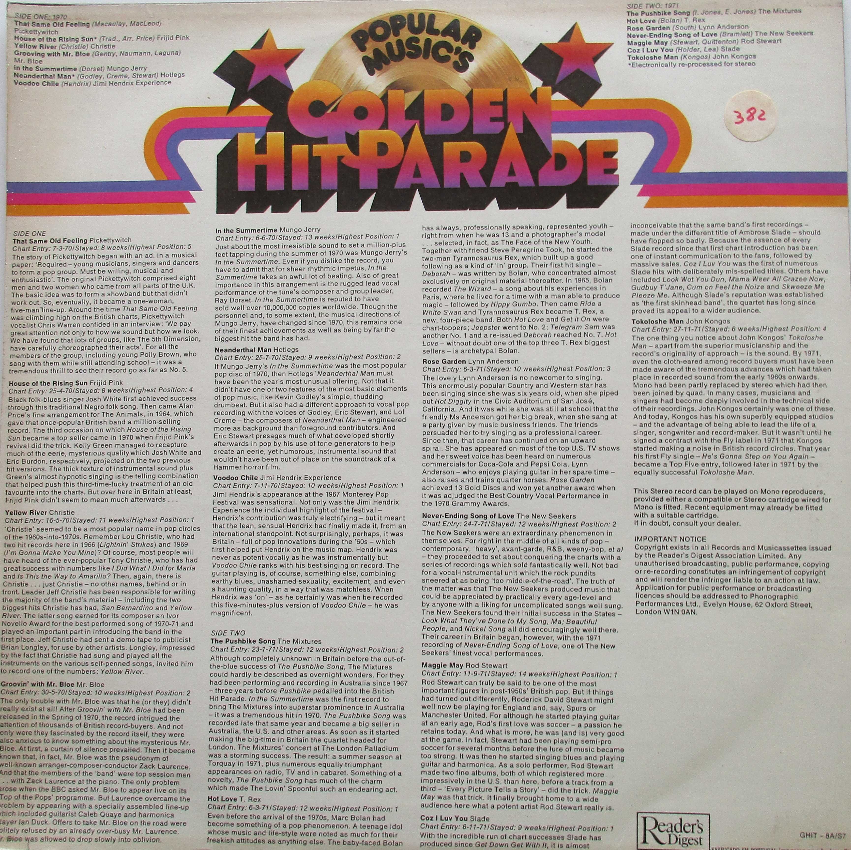 Popular Musics Golden Hit Parade - - - - - 7 X LP