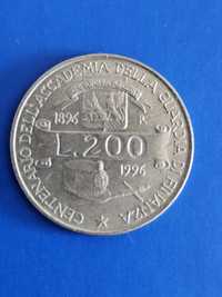 Moeda 200 Liras Italiana 1996
