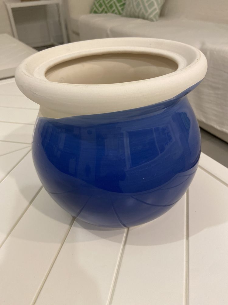 Vaso azul e branco