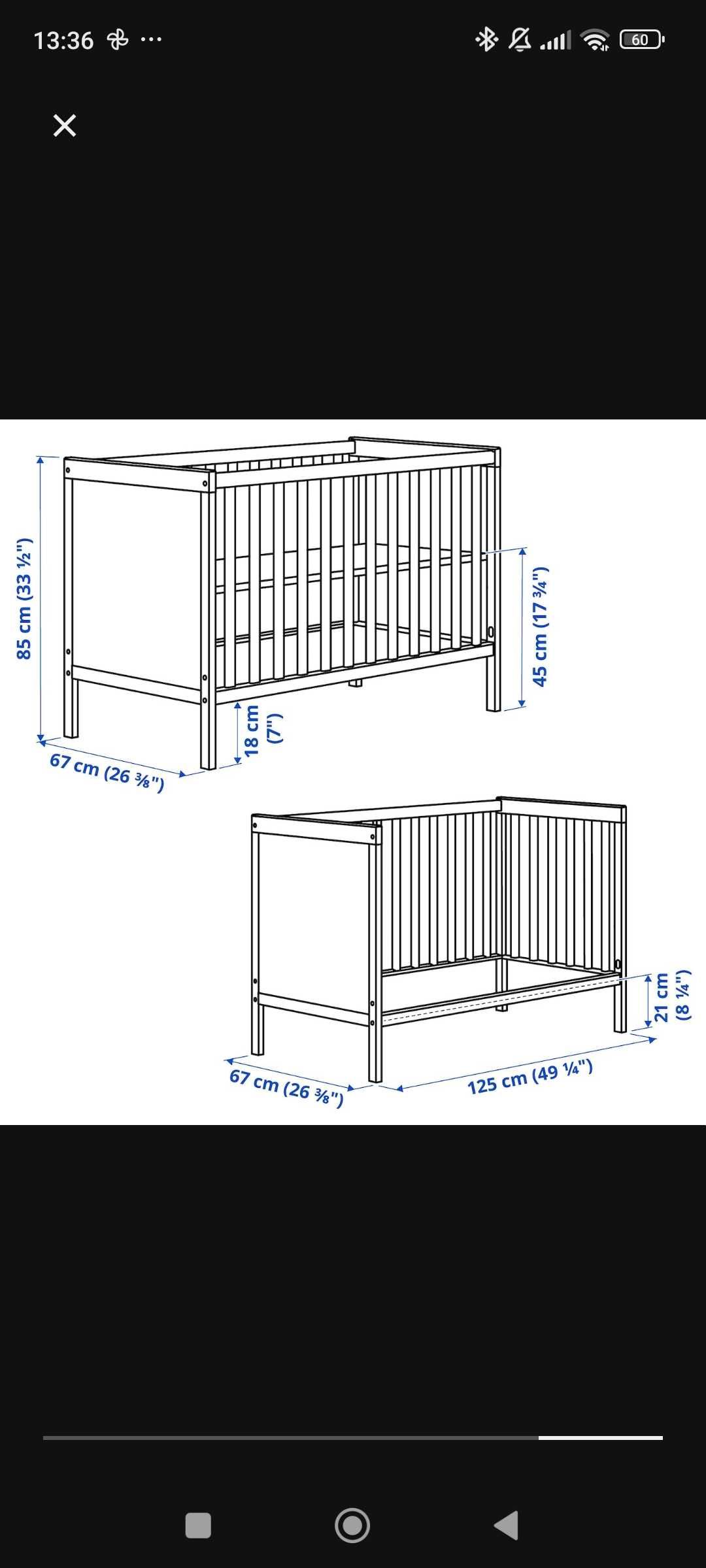 Berço Sunkvik cinzento, IKEA