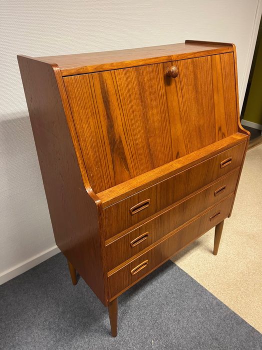 Sekretarzyk tekowy, biurko vintage, komoda skandynawska