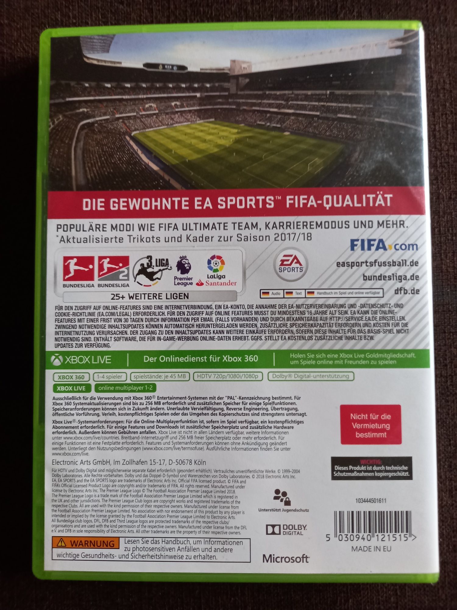 Gra Fifa 18 na konsolę xbox 360