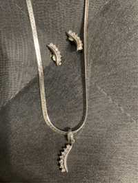 Łańcuszek i kolczyki srebrny zestaw