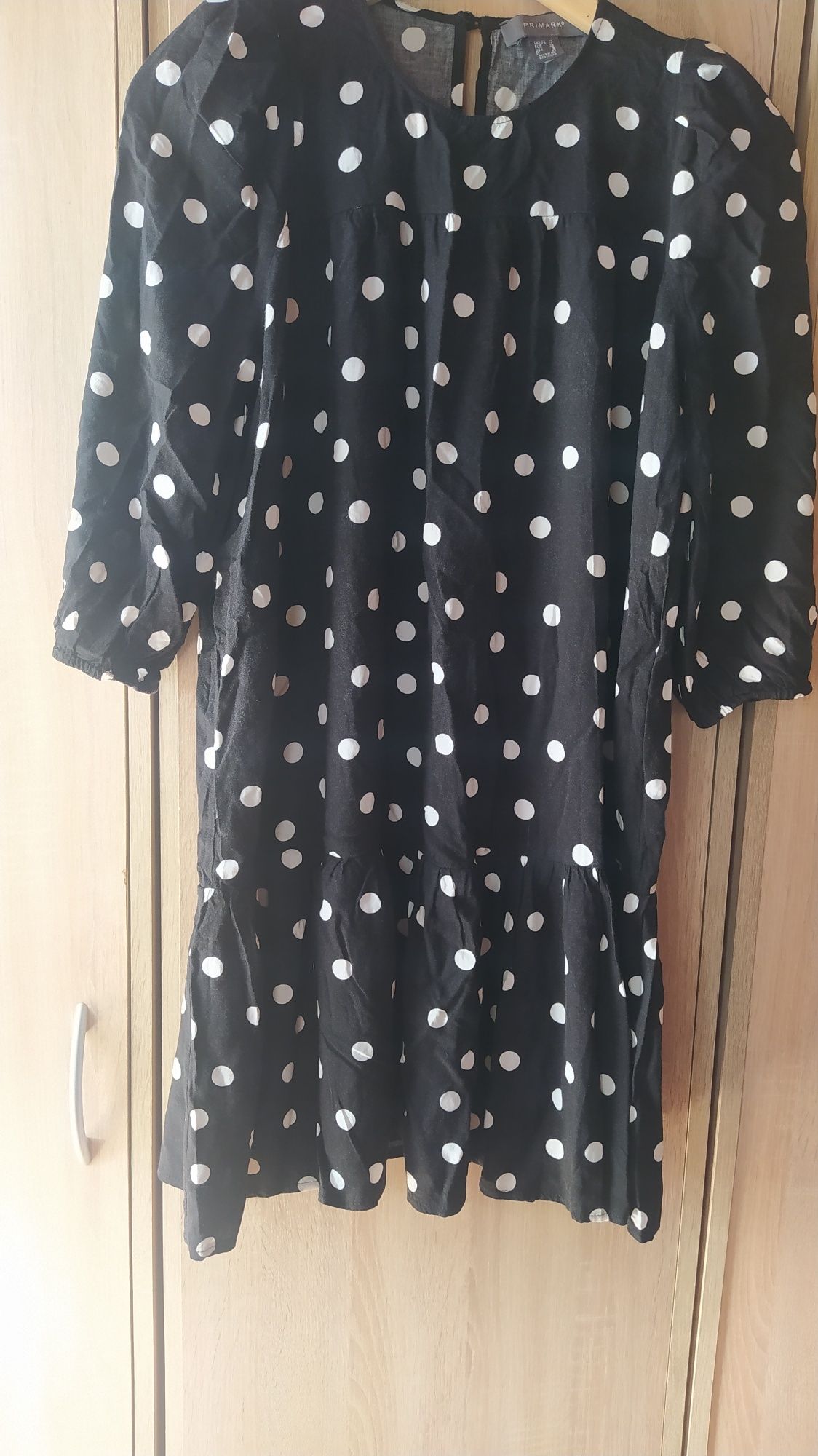 Sukienka czarna w białe grochy Primark 38-40