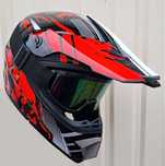 Детский мото шлем Pit Bike Racing Red gloss + очки и перчатки