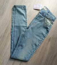Spodnie jeansy rurki wysoki stan push up treginsy 32 34 XS
