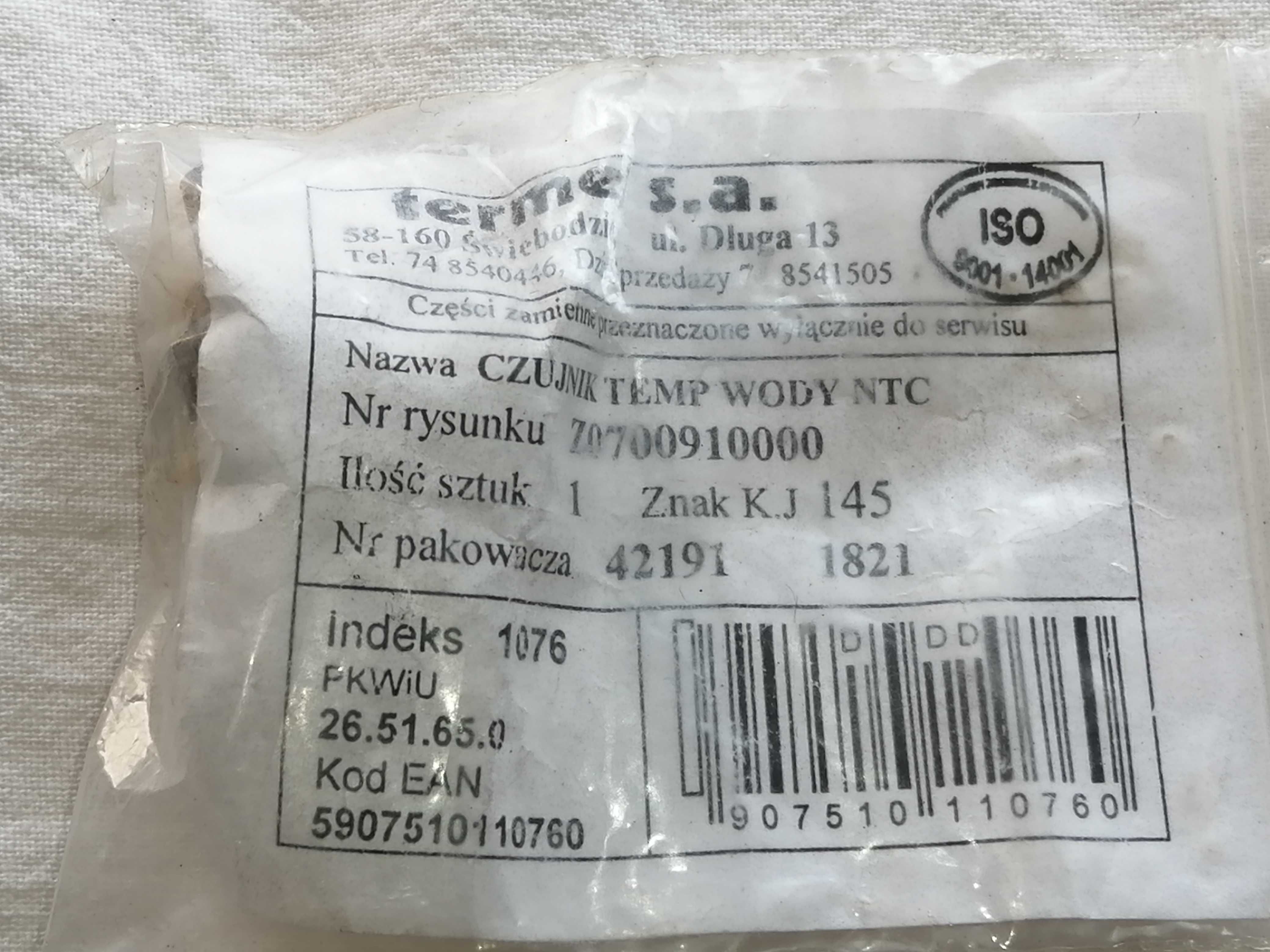 Czujnik NTC temperatury wody z uszczelką kotła Termaster Termet