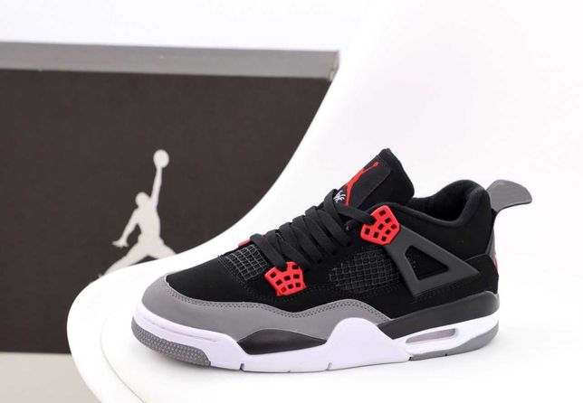 Кроссовки Nike Air Jordan 4 Gray/Red/Black Ultra| Мужские/Женские r1