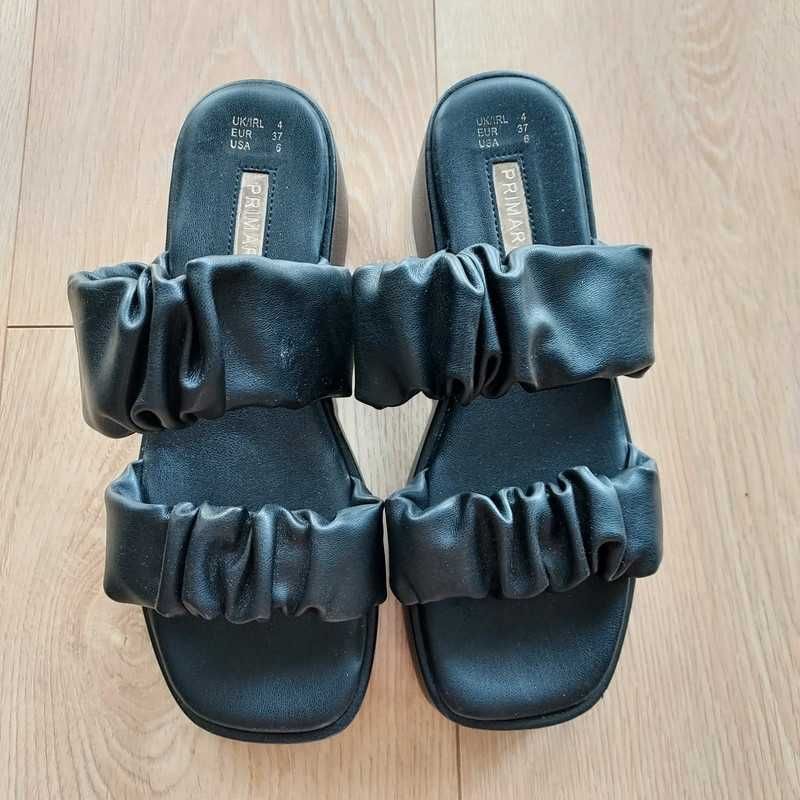 Sandały klapki na koturnie czarne 37 Primark
