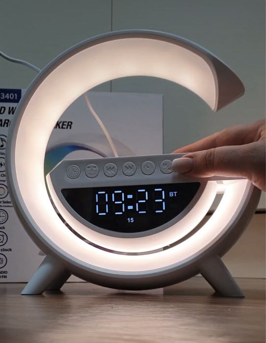 Настільна лампа-нічник 22 см. діам. Smart 3в1 бездротова зарядка