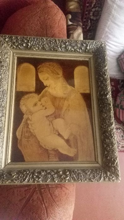 Картина выполненная выжиганием в рамке