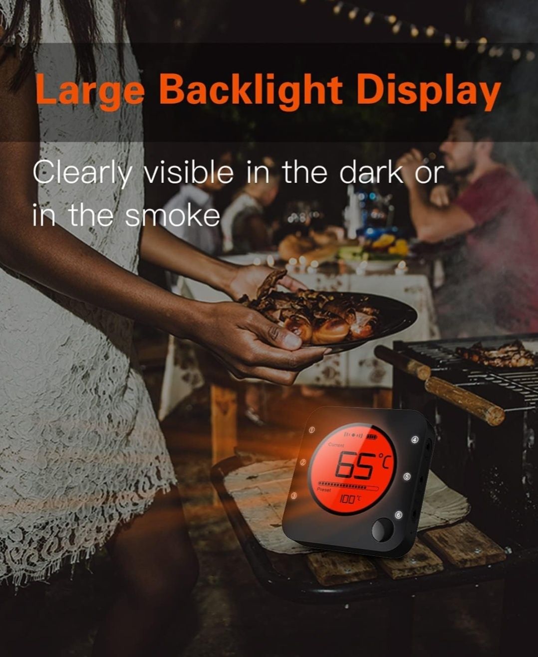 BFOUR termometr do grilla Bluetooth, cyfrowy termometr radiowy  2sondy
