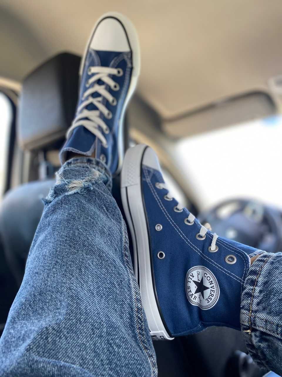 Жіночі сині Converse All Star Високі конверси