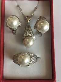 #komplekt biżuterii ślubnej #komplekt925 z natural perelkami cyrkonią