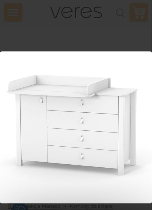 Komoda Veres Monaco biala ze skladanym przewijakiem szerokim 90