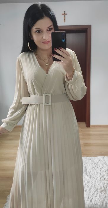 Sukienka długa maxi plisowany dół wesele komunia chrzciny