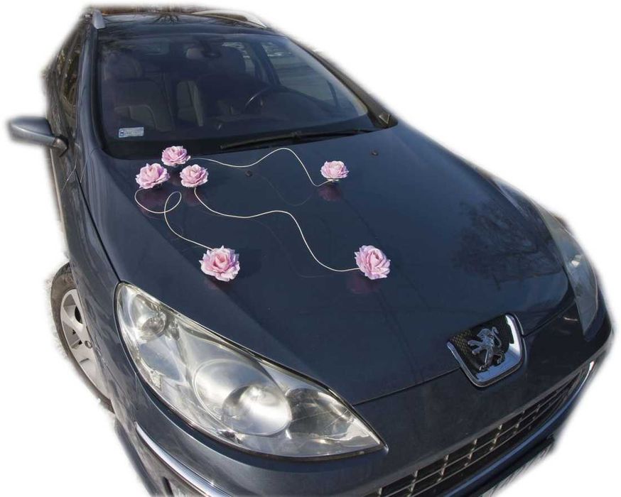 Pudrowy róż delikatna skromna ozdoba na przejazd do ślubu 123