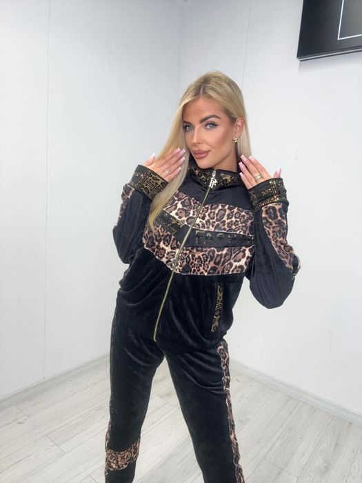 Piękny komplet dres welurowy pantera nowa kolekcja paparazzi fashion
