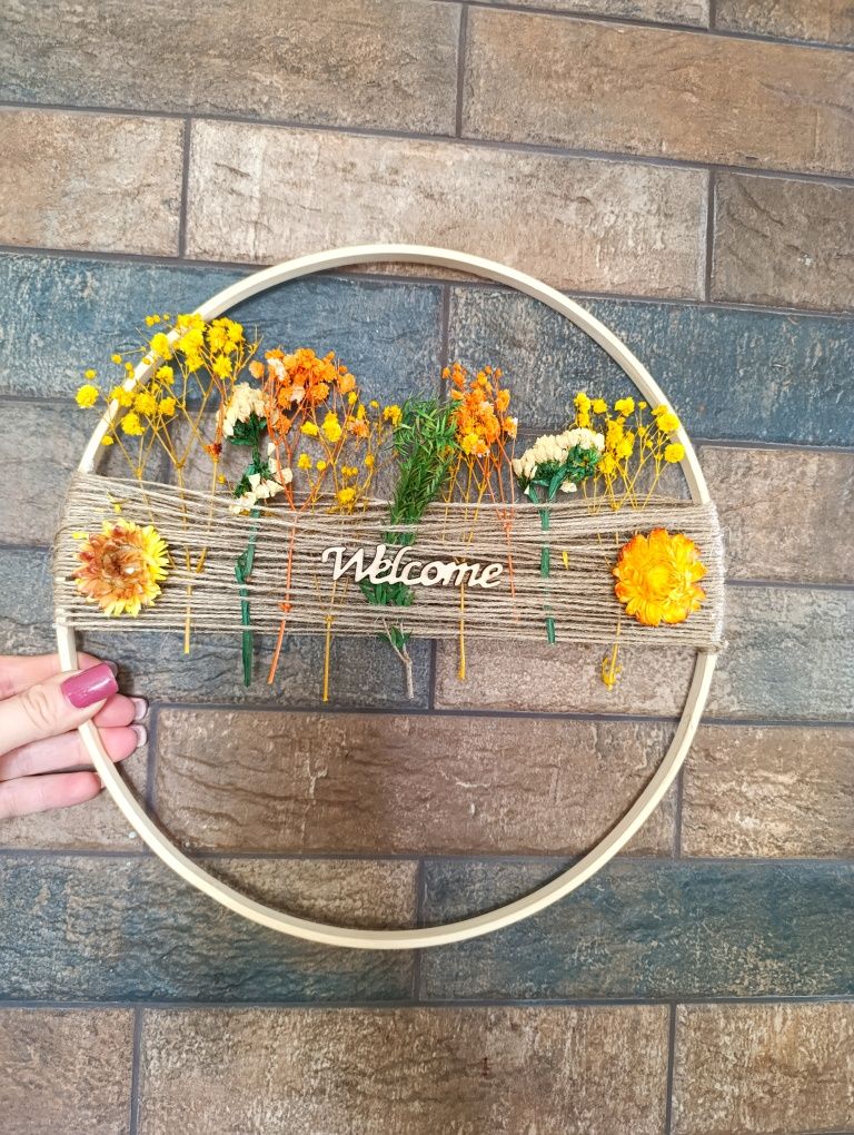 Wianek na drzwi ścianę suszone kwiaty welcome Ethereal circle